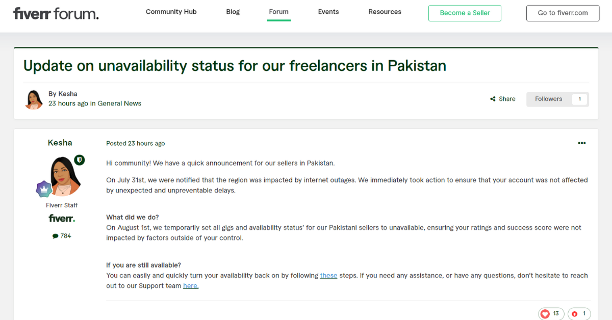 Fiverr Disables Accounts for Pakistani Freelancers?